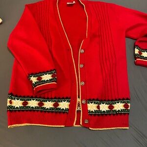 Festive Red Cardigan with Button Detail